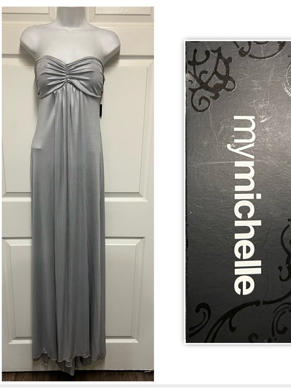 MyMichelle Grey Strapless Summer Maxi Dress